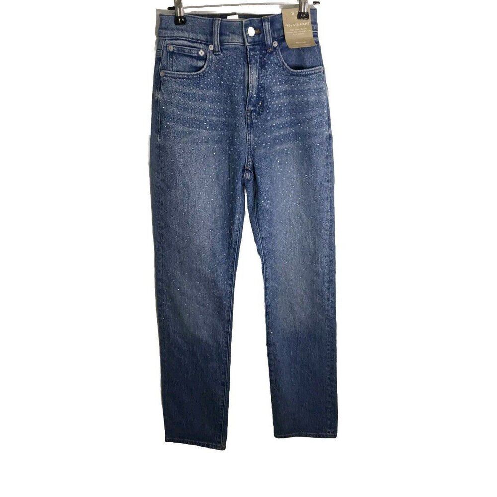 NWT Madewell The 90's Straight Leg High Rise Jean Size 23 Sequins Magic Pockets